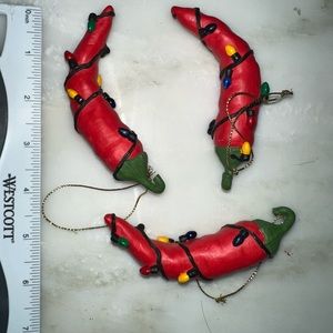 Vintage Christmas light chili pepper ornaments